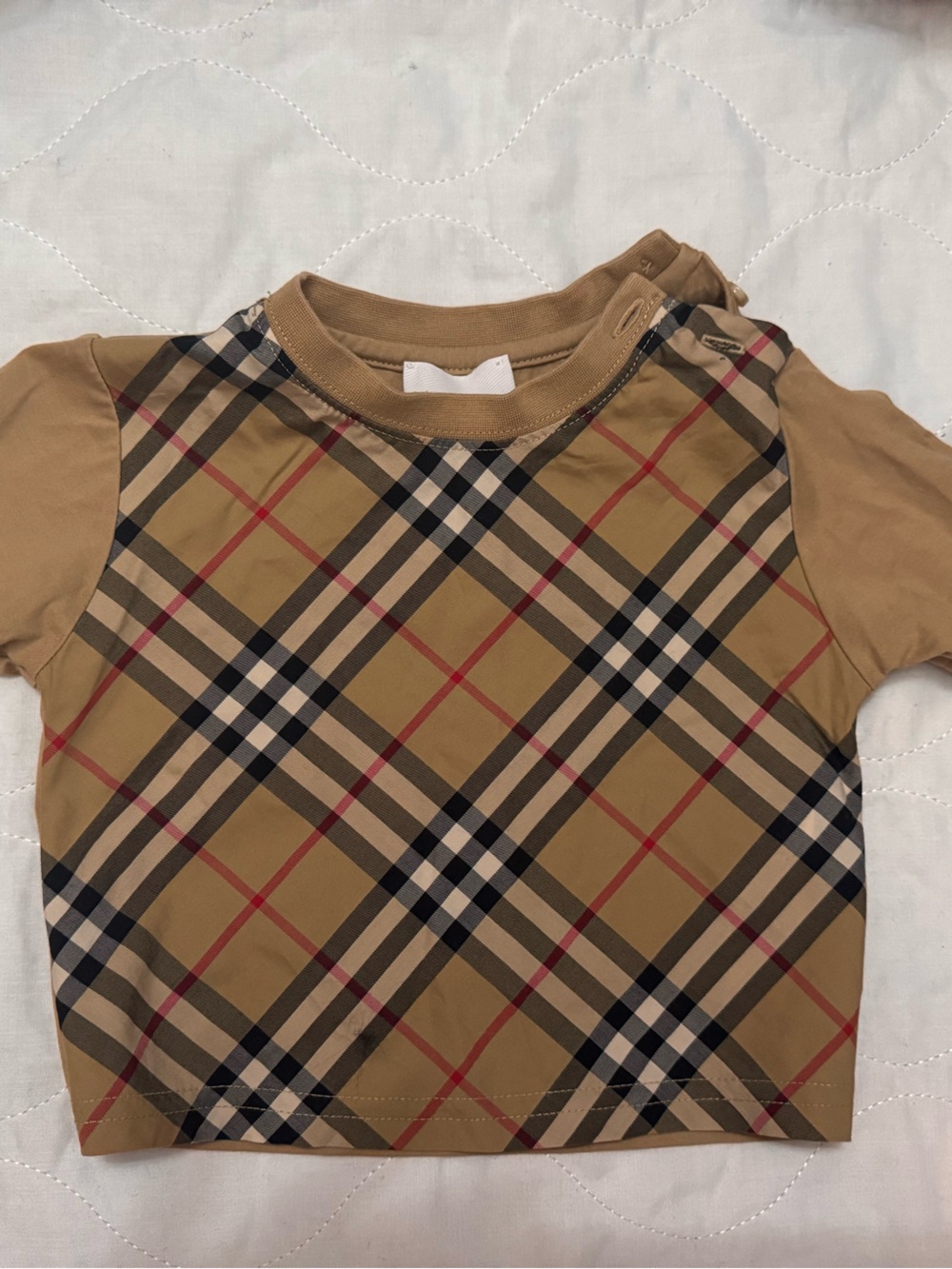 Burberry Tan Plaid Short Sleeve Kids Tee